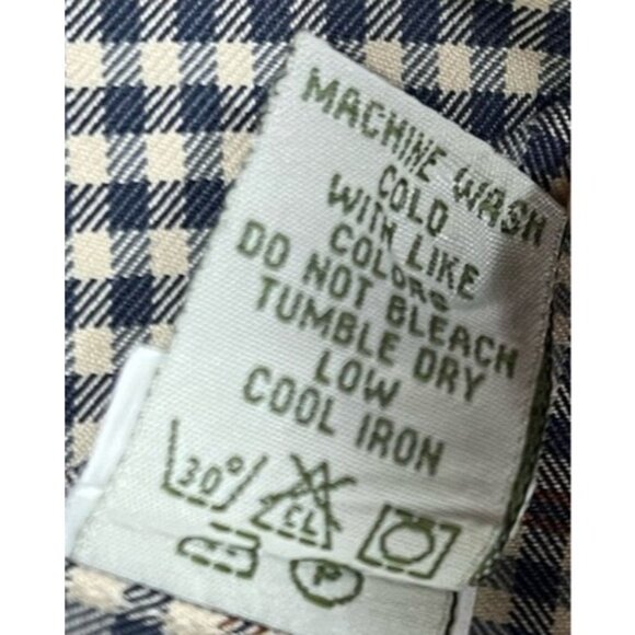 Men’s Vtg Large Orvis Plaid Button Up Long Sleeve Shirt Tan Blue - Picture 7 of 7